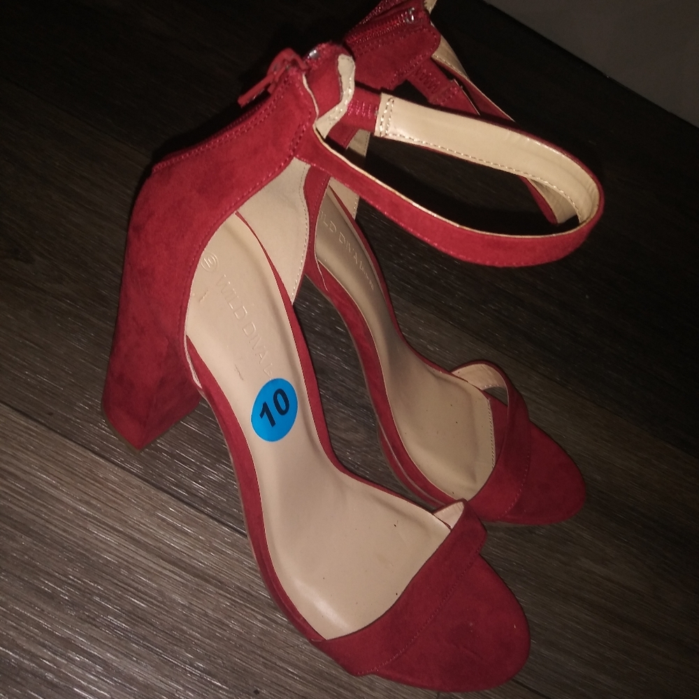 Red Block Heels